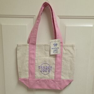 Trader Joe's Mini Pastel Canvas Tote Bag Spring 2026 Pink